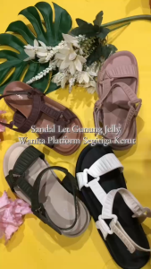 Sandal Let Gunung Jelly Wanita Platform Segitiga Kerut Cantik Import - 8868 (37/41)
