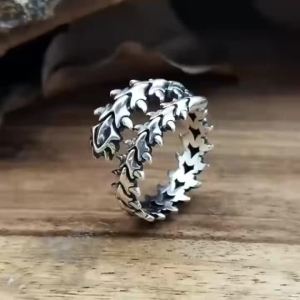 Nhẫn Bạc Cổ Điển Kiểu Gothic Hình Xương Sống Cá Đuối Dành Cho Nữ Nam Thời Trang Y2K Nhẫn Mở Hình Con Rết Phong Cách Hip Hop Trang Sức Cổ Điển