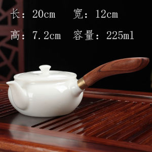 Bình Trà Sứ Cốc Đơn Gốm Sứ Dehua Trắng Sứ Sử Dụng Tại Nhà Bộ Trà Gongfu Nồi Nồi Đất Sét Tay Cầm Bằng Gỗ Đơn Bên Trà