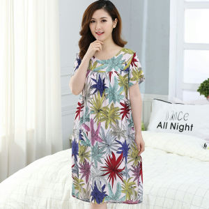 Pure Cotton Silk Lightweight Sleeveless Mom Sleepwear Artificial Cotton Summer Home Clothes Thin Model Floral Print round Neck