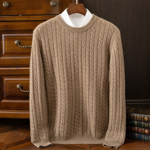 New Arrival Autumn Winter Pure Color Round Neck Knit Sweater for Men Loose Fashion Casual Soft Felt Wool Pullover