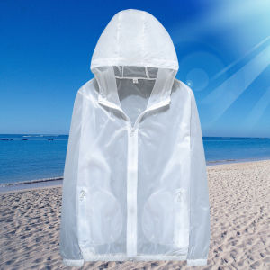 Ice Silk Ultrathin Breathable Summer Cycling Fishing Mens Sports Sun Protection Clothing Outerwear Lightweight Hooded Zipper
