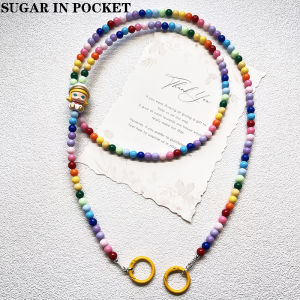 สร้อยโทรศัพท์มือถือ DIY แฮนด์เมด ลายมัลติสี ลูกปัดมัลติสี สร้อยคอโทรศัพท์มือถือแบบยาว ของขวัญ