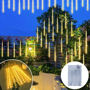 30cm Meteor Shower Rain String Lights AA Battery LED Lights Street Christmas Decorations for Home Outdoor Wedding 2026 New Year