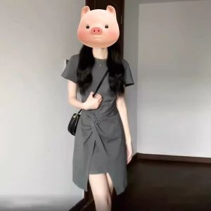 LIRUSHAN | Đầm A-Line Ngắn cho Phụ Nữ Màu Xám