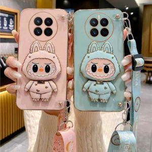 Phone Case Realme 12X 12+ 11X Realme 12 11 Pro + Plus 5G 4G Cute Cartoon Makeup Mirror Bracket Casing with Lanyard Lens Protection Shockproof Soft Back Cover 2025