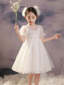 Aiza basic | Stylish Princess Dress Girls Summer White Chiffon