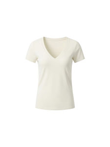 THROUS | Áo Thun Nữ Cổ V Tay Bồng Ôm Sát Mùa Hè Chất Rayon