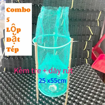 5 cái lộp bắt tép 3li lợp đặt tép cá bóng 25 x 55cm combo kèm 15 thanh tre chống