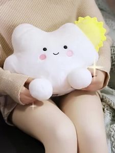 Kawaii Rainbow Plush Toy Cloud Red Heart Plushie Doll Pillow Creative Stuffed Toy Headrest Home Bedroom Decor Cushion Soft Baby Soothing Toy Kids Birthday Gift