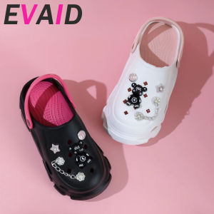 Sandal Sepatu Wanita Model Clog Sandal Rubber Jibbit Lucu Hiasan Karakter Ukuran 36-41