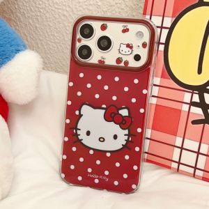 Sanrio | Cute Cartoon Polka Dot Hello Kitty Phone Case For iphone 17 16 15 14 Pro Max 17 Pro Lens Protective Shockproof Case With Box