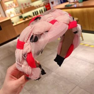 Pink Young Adult Heart Hand-Woven Headband Female Sweet Cute Hairpin Contrast Color Simple Commute Wide Headband Look Small