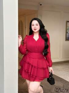 (Đỏ Đô-Đen-Kem) Đầm Bigsize 50-90KG Sang Chảnh Hack Dáng Đi Làm Đi Tiệc Đi Chơi - D278 - Ú Xinh Store (Tơ Nến 6 Tầng)