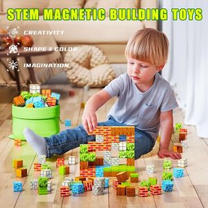 25-200 Magnetic Building Blocks Set - Stem Sensory Cube Childrens Primitive Forest Magnet Halloween and Christmas Birthday Gift Toy