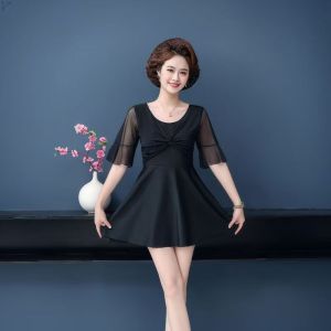 WUUJIA+ | Plus-size Conservative Split Skirt Swimwear