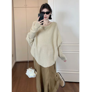 BINKAFENNY | เสื้อสเวตเตอร์คอกลมแขนยาวหลวมๆ ทรงเข้ารูปสไตล์เกาหลีสำหรับผู้หญิงในฤดูใบไม้ร่วงและฤดูหนาว