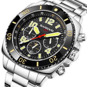 BANGWEI Mens Watches Top Brand Big Sport Watch Luxury Men Military Steel Quartz Wrist Watches Chronograph Square Dial Male Clock