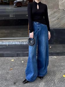 YUFUQING | French Vintage High Waist Straight Leg Blue Jeans Women Early Autumn New Loose Versatile Slimming Wide Leg Long Pants