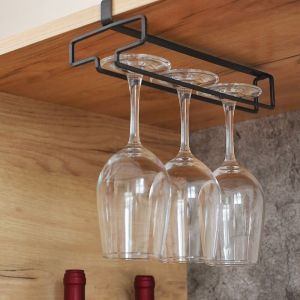 No Drill Under Cabinet Stemware Rack SpaceSaving Heavy Duty Rustproof Wine Glass Holder for Kitchen Bar Organization Accessories