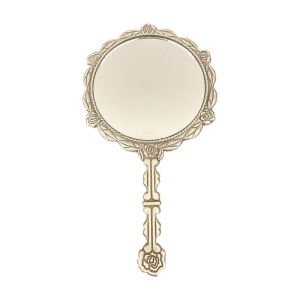 Mini Portable Makeup Mirror Cute Personalized Compact Beauty Mirror Fashionable Bé Gáis Handheld Mirror Silver Frame Metal Handle
