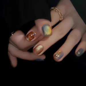 Handmade Sea Salt Latte Nail Art Autumn Winter Cats Eye Elegant Whiteness High-End Feelings Wearable Nails Beauty Tools