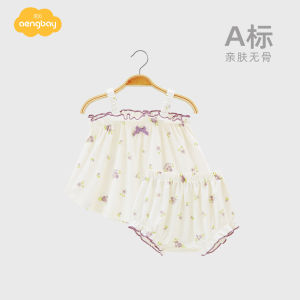 Aengbay Princess Style Summer Clothes for Baby Girls Newborn Infant Dresses with Large PP Shorts Sleeveless Vest Cotton Blend