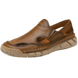 NUDANLAI | Mens Breathable Perforated Leather Sandals