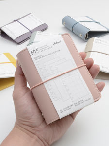 Mini Portable Lightweight Blank Grid Square Dot Matrix Page Binder Soft Leather Tied Simple Artistic Ins Style 5 Hole Notebook