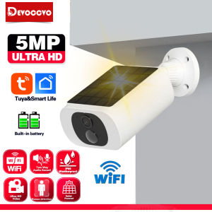 5MP Tuya Wifi Solar Camera Wireless Battery Powered Outdoor 2K IP Camera IP66 PIR Video Surveillance Security Bullet Cameras