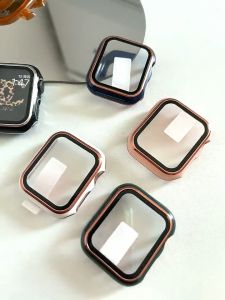 CNAGAIN Hard PC Case for Apple Watch Series 8 7 6 SE 5 4 3 2 1 45Mm 44Mm 42Mm 41Mm 40Mm 38Mm with Tempered Glass Screen Protector Dual Color for smart watch