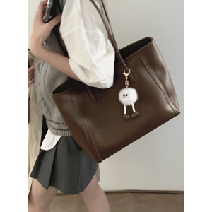 Retro Large Capacity Tote Bag Womens Spring Fashion Multi-Functional Single Shoulder Commuter Bag Soft PU Leather Casual