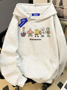 Áo Nỉ Dáng Rộng Phong Cách Mỹ Cổ Điển Màu Trắng Xám Có Mũ Trùm Đầu Cho Nam Mùa Thu Đông Mới Áo Nỉ Đơn Giản Dáng Rộng