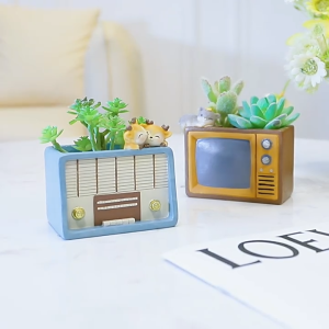 Retro Television Creative Hand-Painted Succulent Flower Pot