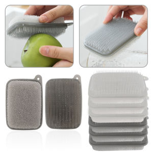 เครื่องขัดผักล้างจานแปรงล้างผักผลไม้สองด้านรู้สึกกาต้มน้ำร้อนกระทะแปรงทำความสะอาดสำหรับอ่างน้ำห้องน้ำห้องครัว