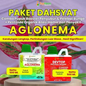 Pupuk Topfarm / Pestisida Topfarm / Pupuk Dan Obat Tanaman Aglonema / Pupuk Bunga Aglonema 1 Paket / Obat Anti Bakteri Aglonema / Obat Hama Aglonema /Obat Kilap Daun Aglonema / Obat Semprot Tanaman Aglonema