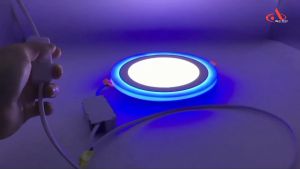 Lampu Panel Downlight LED 24w 12w 6w 2 warna bulat kotak putih dan biru 18w + 6 inbow Plafon