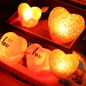 1/5Pcs LED Night Light Useful Plastic LED Bedside Lamp Heart Night Light Ornament Birthday Christmas Gift Household Supplies