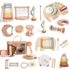 Childrens Montessori Toys Baby Sensory Sound Stimulation Toy Babys Musical Instrument Wooden Cartoon Animal Xylophone Toy Gift