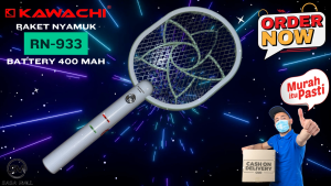 Raket Nyamuk Listrik 2 in 1 Premium Kawachi RN-933 Dengan Senter LED Mosquito Racket Tenaga Super Kuat Rechargeable Battery Basmi Nyamuk Penyebab Demam Berdarah Bunuh Perangkap Jebakan Lalat dan Serangga Kecil Lainnya Laz Mellius Store COD