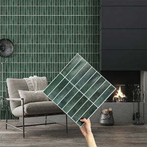 1/10pcs 3D Decorative Wall Panels Self-adhesive 3D Green Tile Stickers for Kitchen and Bathroom Water Mold Resistant 30x30cm