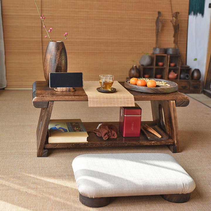 Bay Window Small Coffee Table Solid Wood Folding Storage Japanese