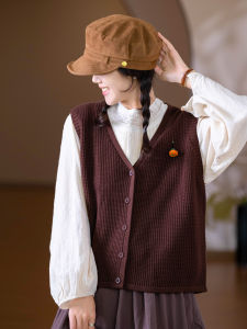Retro Styled Structured Loose V-Neck Vest