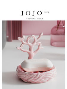 Creative Personalized Pink Cute Ceramic Soap Dish Holder European Style Soap Tray Stand for Bathroom Household Use