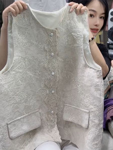 QINGNAER | Oriental Style Embroidered Lace Sleeveless Vest