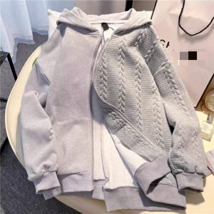 B98  เสื้อแขนยาวใส่กันหนาว เสื้อฮู้ด แต่งซิปหน้า Oversize (อก 48 นิ้ว) สีพื้น ลายถักเปีย มีกระเป๋าข้าง ด้านในเป็นผ้าสำลีผ้านิ่ม สินค้าพร้อมส่งในไทย