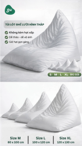 Túi lót ghế lười hình tháp 3II HOME vải Taffeta 210T cao cấp | Túi Lót đựng hạt xốp ghế Sofa lười bãi biển decor quán