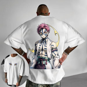 Demon Slayer Mens T-shirt Akaza Japanese Anime Summer Boy Spring and Autumn Childrens Short Sleeves Parent-Child Wear