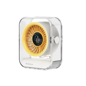 New 3000mAh Transparent Turbo Small Desktop Fan LED Digital Display Household Bedroom Air Circulation Fan USB Desktop Fan