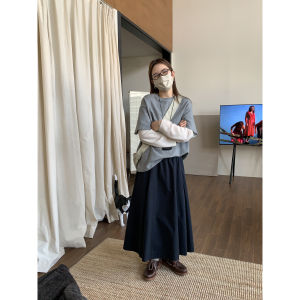 เสื้อยืดแขนยาวหลวมๆ ทรงหลวมๆ สำหรับผู้หญิง NIZONDAYS ฤดูใบไม้ผลิและฤดูใบไม้ร่วง 2025 ทรงหลวมๆ แขนยาว 2 ชิ้นปลอม